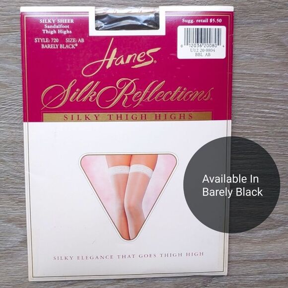 Hanes Silk Reflections Sheer Black Thigh High Stockings Size AB Vintage 90s NWT - Picture 1 of 9